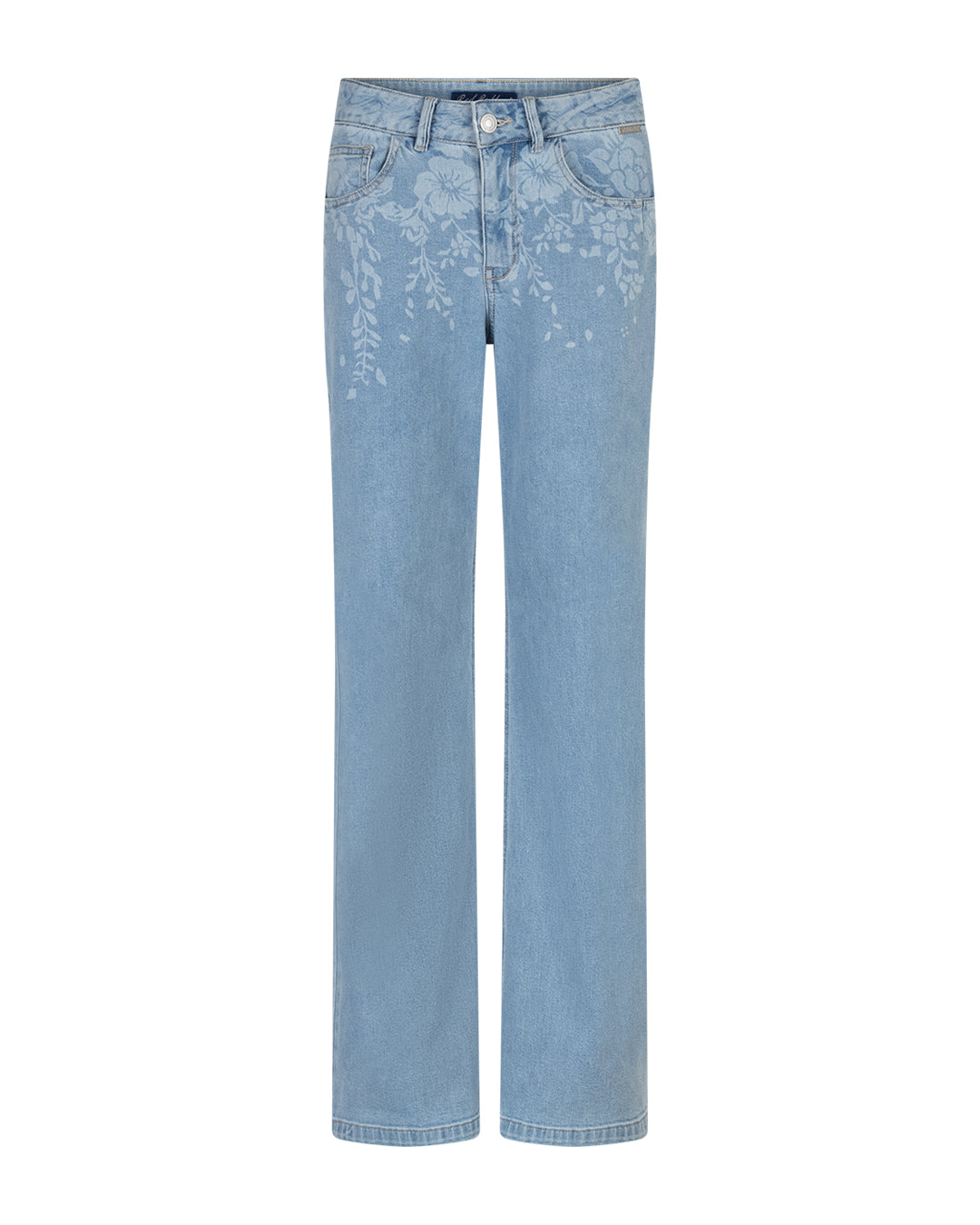 Red Button Colette flower denim