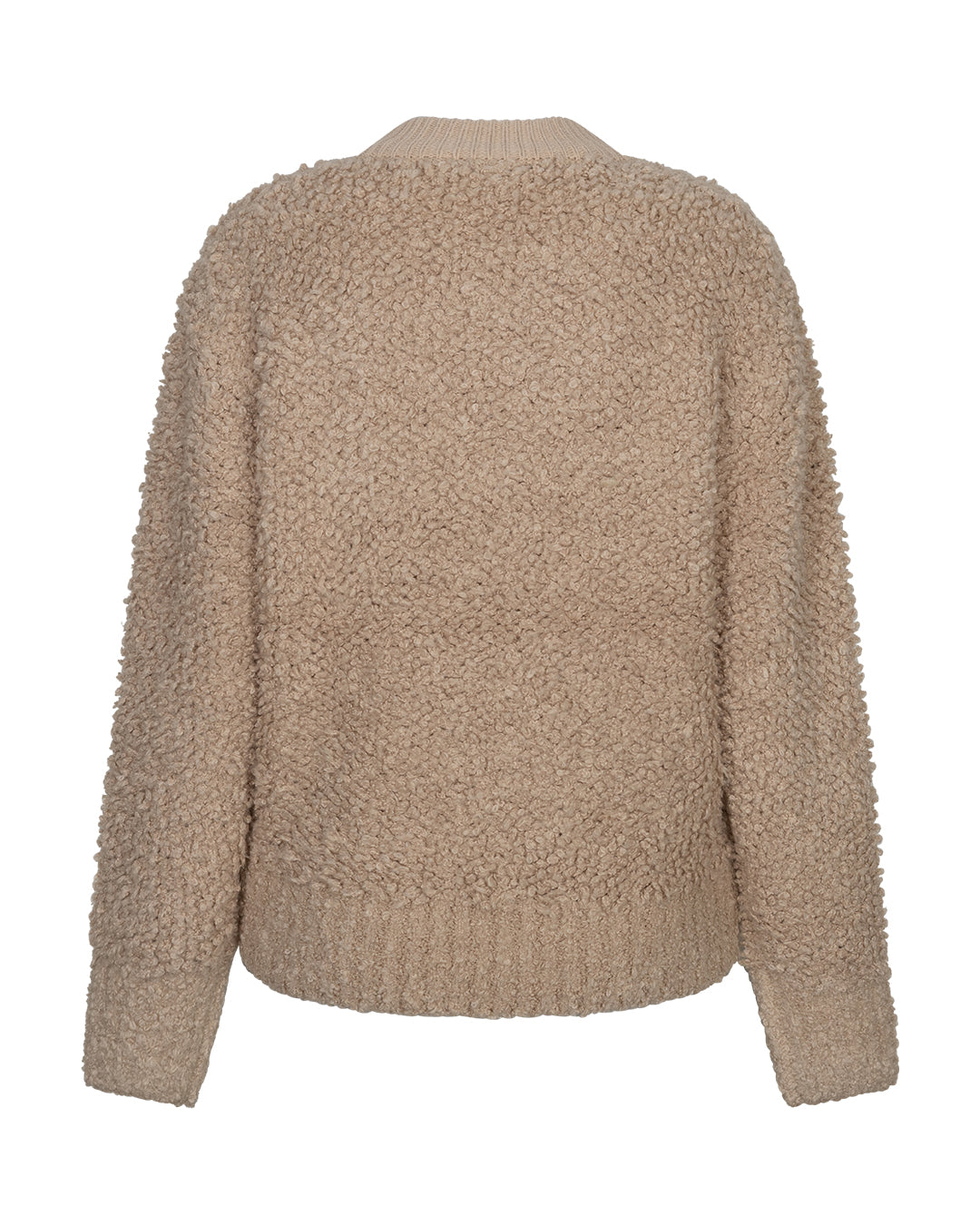 Red Button Bomber Knit Boucle