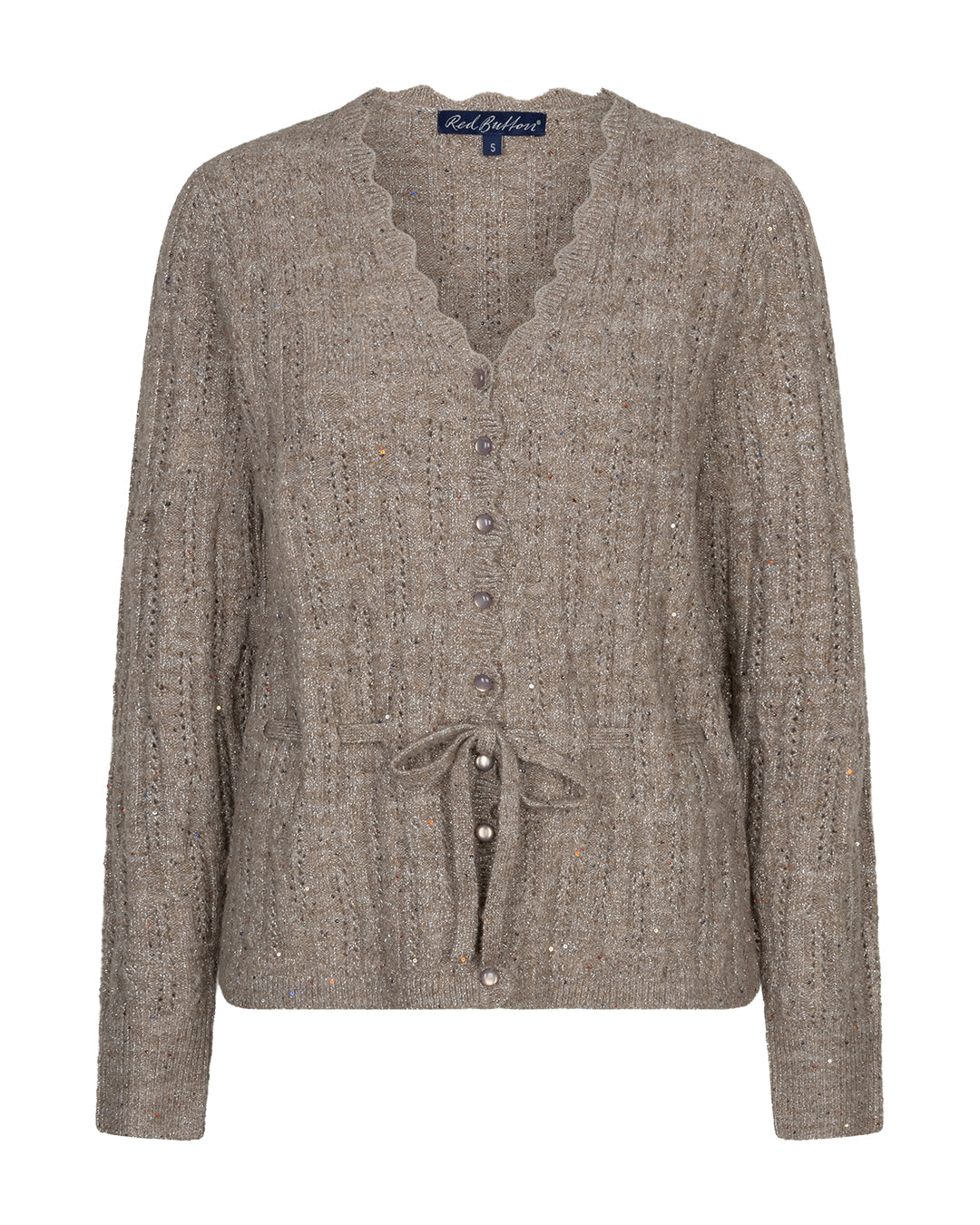 Red Button Cardigan Ajour Sparkle