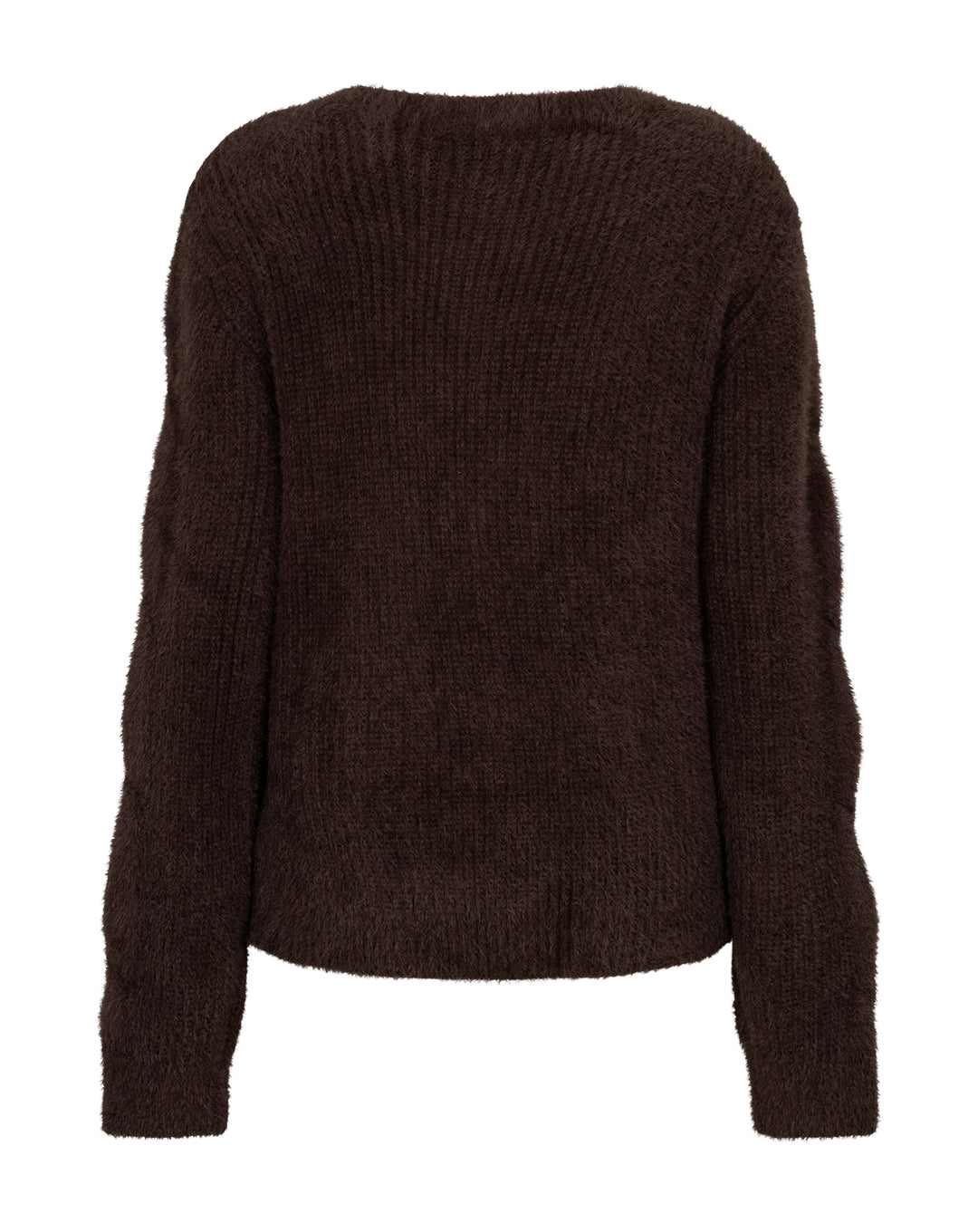 Red Button Sweet Fluffy Cable Sweater