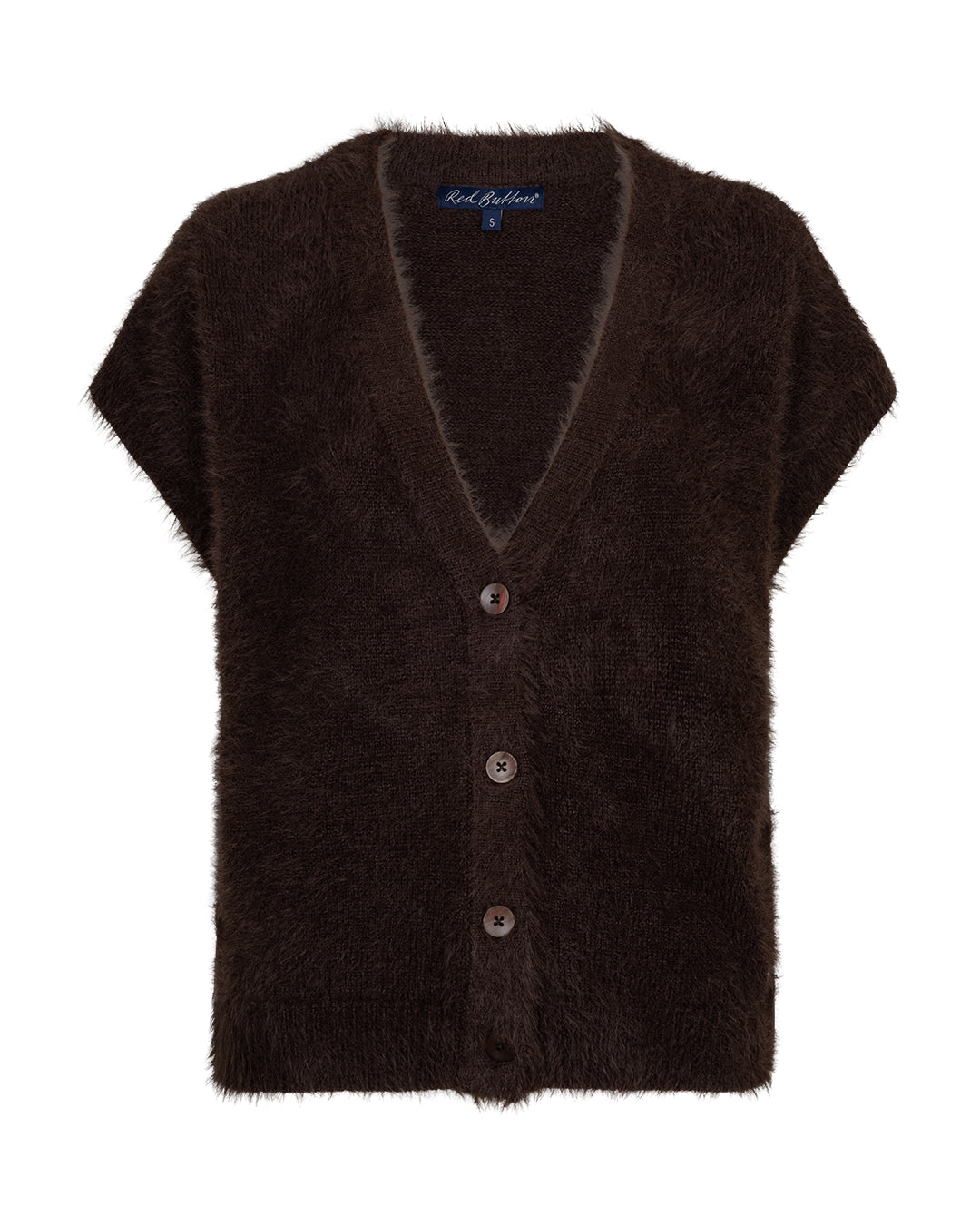 Red Button Sleeveless Fuzzy